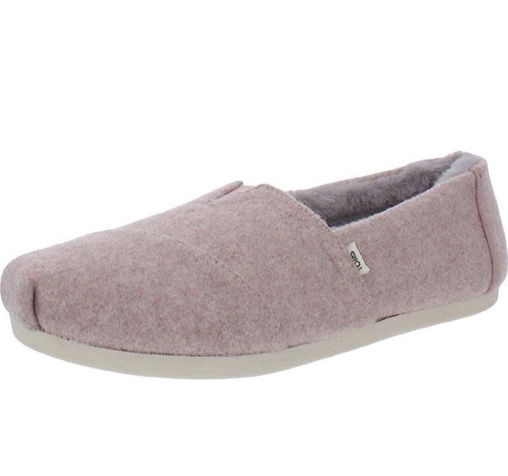 TOMS Alpargatas Women's Slip-On Shoes - Size 11 - Pale Mauve Felt Faux Fur